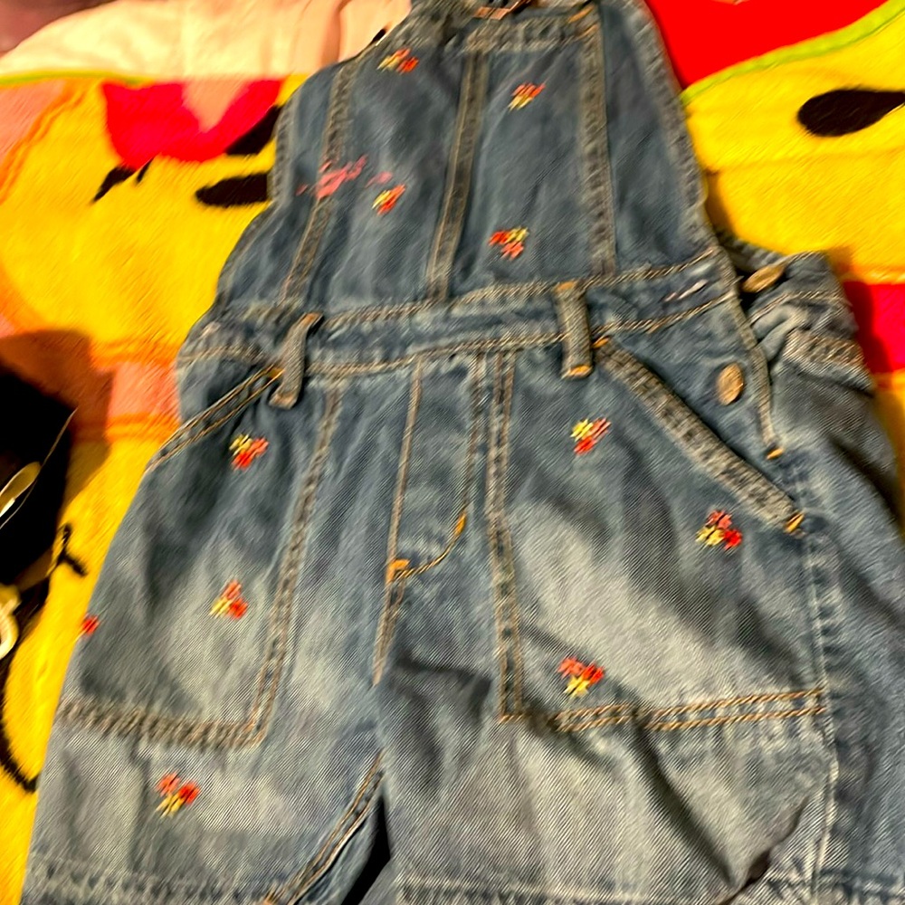FLORAL DENIM SHORT OVERALLS